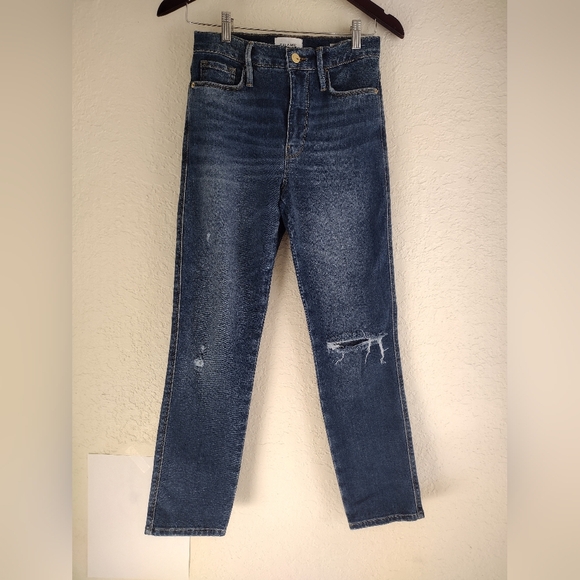 FRAME Le Sylvie Crop Distressed Denim Jeans - Picture 8 of 8